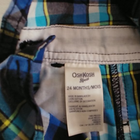 Oshkosh B'gosh Vestbak Blue Plaid Shortalls 24 Months - Picture 5 of 7